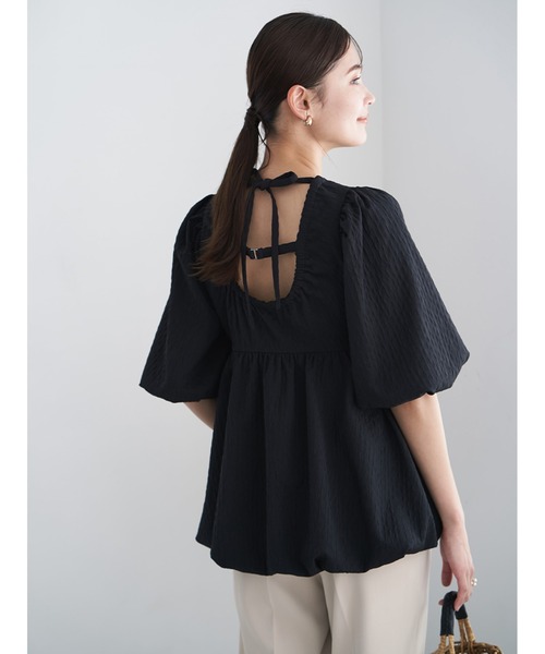 Stylevoice for xxx（スタイルヴォイスフォー）の「ジャガードペプラムブラウス（シャツ/ブラウス・レディース・ブラック/ホワイト・FREE）」の5枚目の写真