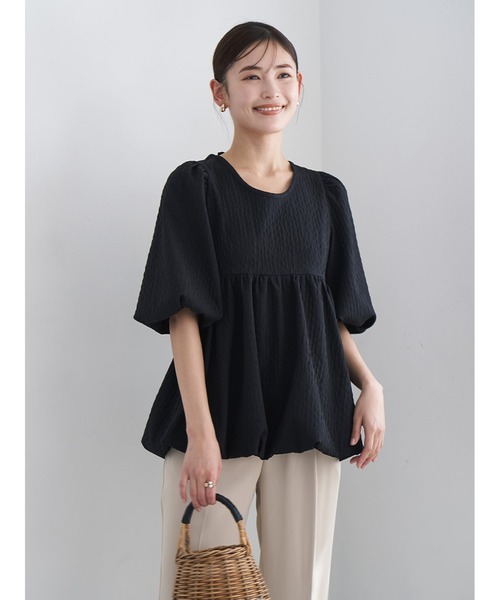 Stylevoice for xxx（スタイルヴォイスフォー）の「ジャガードペプラムブラウス（シャツ/ブラウス・レディース・ブラック/ホワイト・FREE）」の6枚目の写真