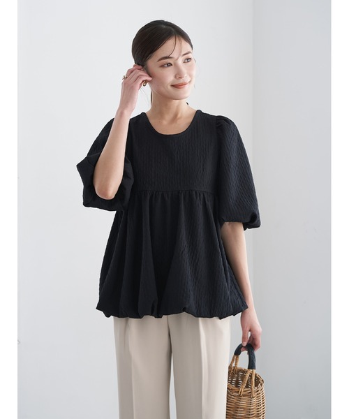 Stylevoice for xxx（スタイルヴォイスフォー）の「ジャガードペプラムブラウス（シャツ/ブラウス・レディース・ブラック/ホワイト・FREE）」の7枚目の写真
