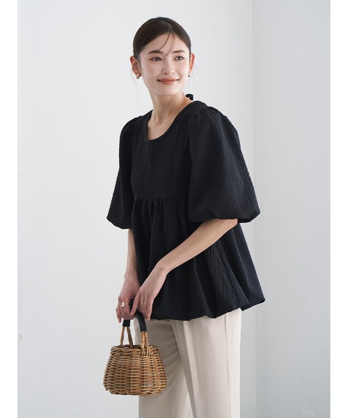 Stylevoice for xxx（スタイルヴォイスフォー）の「ジャガードペプラムブラウス（シャツ/ブラウス・レディース・ブラック/ホワイト・FREE）」の8枚目の写真