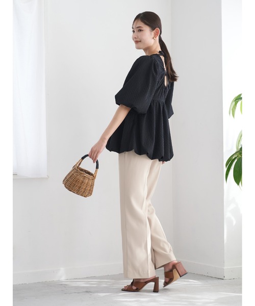 Stylevoice for xxx（スタイルヴォイスフォー）の「ジャガードペプラムブラウス（シャツ/ブラウス・レディース・ブラック/ホワイト・FREE）」の9枚目の写真