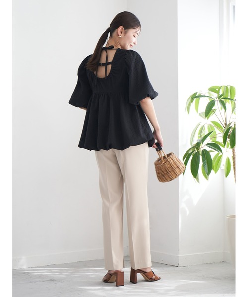 Stylevoice for xxx（スタイルヴォイスフォー）の「ジャガードペプラムブラウス（シャツ/ブラウス・レディース・ブラック/ホワイト・FREE）」の10枚目の写真