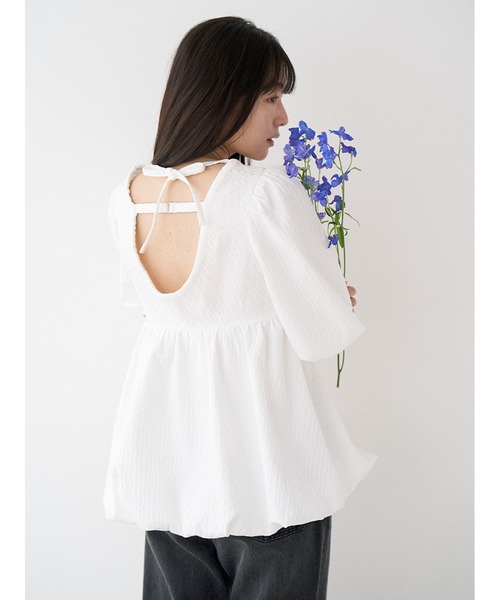 Stylevoice for xxx（スタイルヴォイスフォー）の「ジャガードペプラムブラウス（シャツ/ブラウス・レディース・ブラック/ホワイト・FREE）」の20枚目の写真