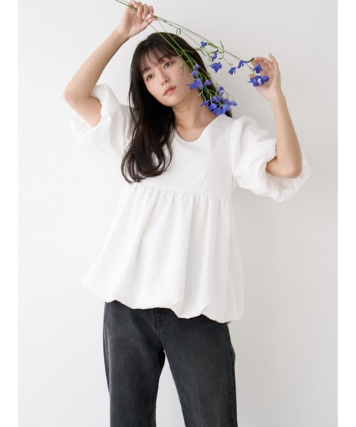 Stylevoice for xxx（スタイルヴォイスフォー）の「ジャガードペプラムブラウス（シャツ/ブラウス・レディース・ブラック/ホワイト・FREE）」の22枚目の写真