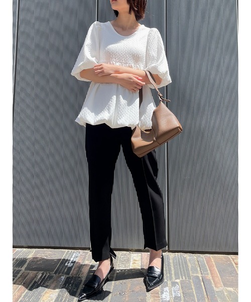 Stylevoice for xxx（スタイルヴォイスフォー）の「ジャガードペプラムブラウス（シャツ/ブラウス・レディース・ブラック/ホワイト・FREE）」の19枚目の写真