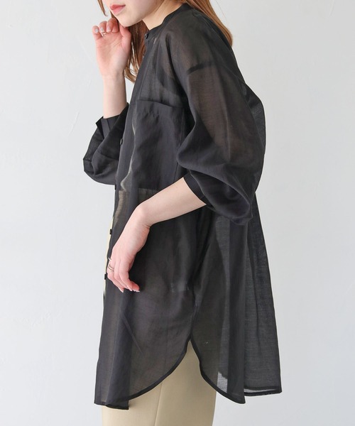 HER CLOSET（ハークローゼット）の「【vingtrois】シアーオーバーシャツ（シャツ/ブラウス・レディース・オフホワイト/ブラック/ライトベージュ・M）」の18枚目の写真