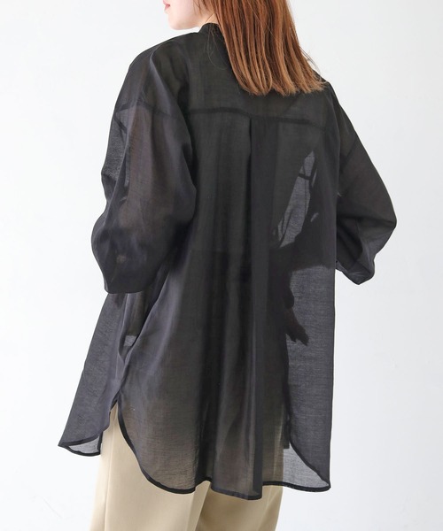 HER CLOSET（ハークローゼット）の「【vingtrois】シアーオーバーシャツ（シャツ/ブラウス・レディース・オフホワイト/ブラック/ライトベージュ・M）」の19枚目の写真