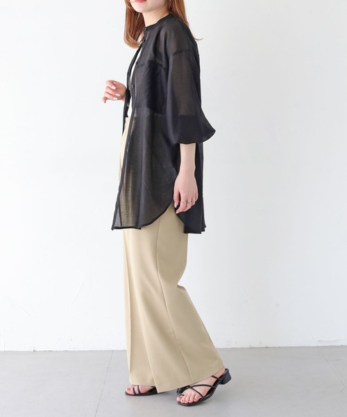 HER CLOSET（ハークローゼット）の「【vingtrois】シアーオーバーシャツ（シャツ/ブラウス・レディース・オフホワイト/ブラック/ライトベージュ・M）」の22枚目の写真