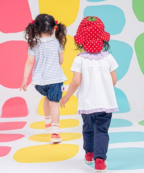 sense of wonder(センスオブワンダー)の「いちごショートパンツ(デニムパンツ・キッズ・ネイビー・80cm/90cm/100cm/110cm/120cm)」の10枚目の写真