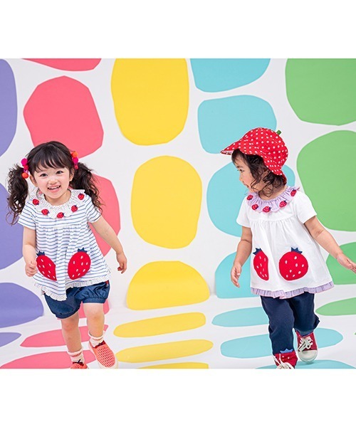 sense of wonder(センスオブワンダー)の「いちごショートパンツ(デニムパンツ・キッズ・ネイビー・80cm/90cm/100cm/110cm/120cm)」の11枚目の写真