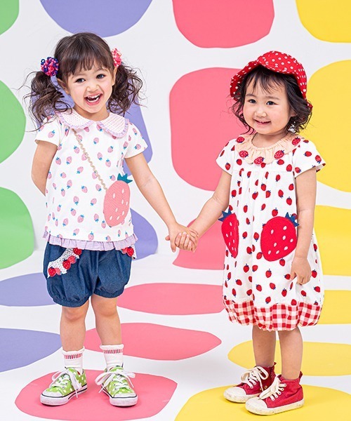 sense of wonder(センスオブワンダー)の「いちごショートパンツ(デニムパンツ・キッズ・ネイビー・80cm/90cm/100cm/110cm/120cm)」の9枚目の写真