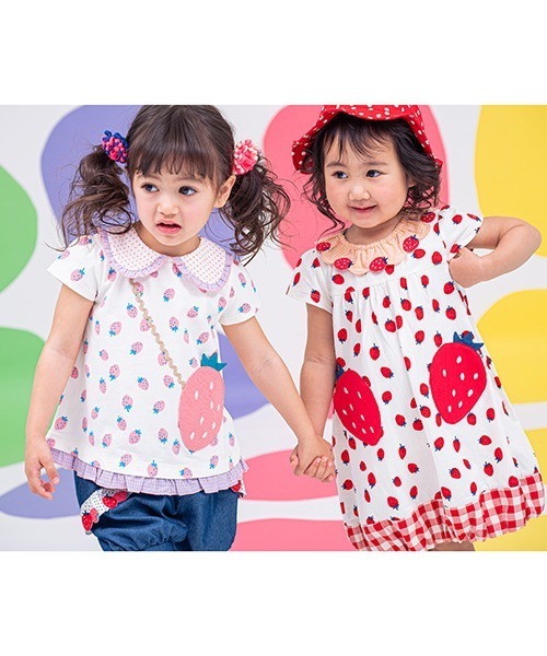 sense of wonder(センスオブワンダー)の「いちごショートパンツ(デニムパンツ・キッズ・ネイビー・80cm/90cm/100cm/110cm/120cm)」の12枚目の写真