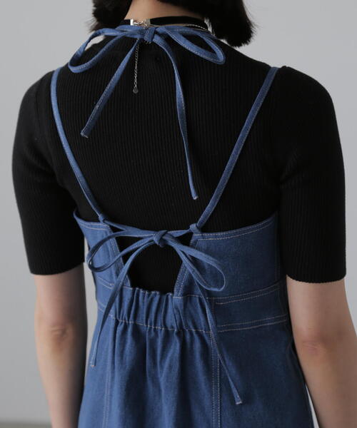 FREE'S MART（フリーズマート）の「ライトオンスデニムマーメイドキャミワンピース（ワンピース・レディース・ワンウォッシュ/ライトインディゴブルー・MEDIUM/SMALL）」の6枚目の写真