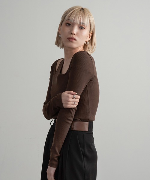 Amiur(エミレ)の「nuance neck line tops / ニュアンスネックライントップス(Tシャツ/カットソー・レディース・ミント/アイボリー/ブラック/ブラウン・FREE)」の20枚目の写真