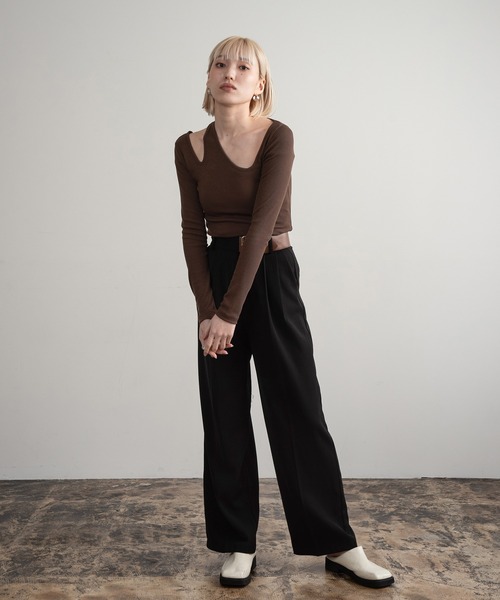 Amiur(エミレ)の「nuance neck line tops / ニュアンスネックライントップス(Tシャツ/カットソー・レディース・ミント/アイボリー/ブラック/ブラウン・FREE)」の17枚目の写真
