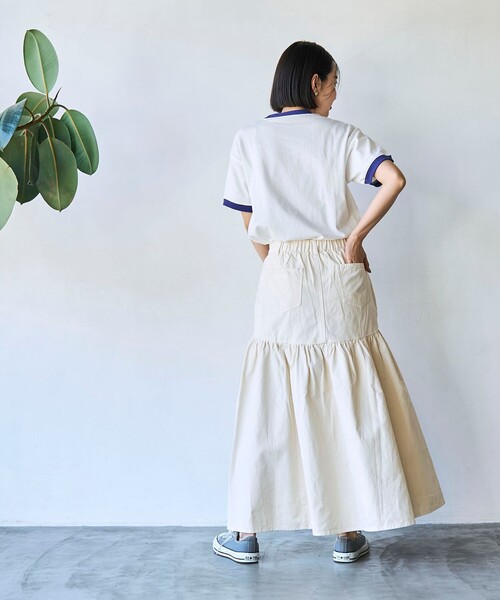 coen（コーエン）の「コットンツイルフレアスカート（スカート・レディース・ベージュ/ダークグレー/オフホワイト・L/M）」の10枚目の写真