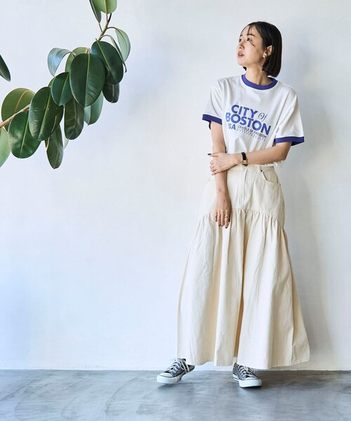 coen（コーエン）の「コットンツイルフレアスカート（スカート・レディース・ベージュ/ダークグレー/オフホワイト・L/M）」の11枚目の写真