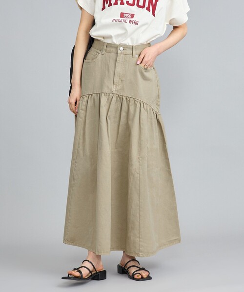 coen（コーエン）の「コットンツイルフレアスカート（スカート・レディース・ベージュ/ダークグレー/オフホワイト・L/M）」の12枚目の写真