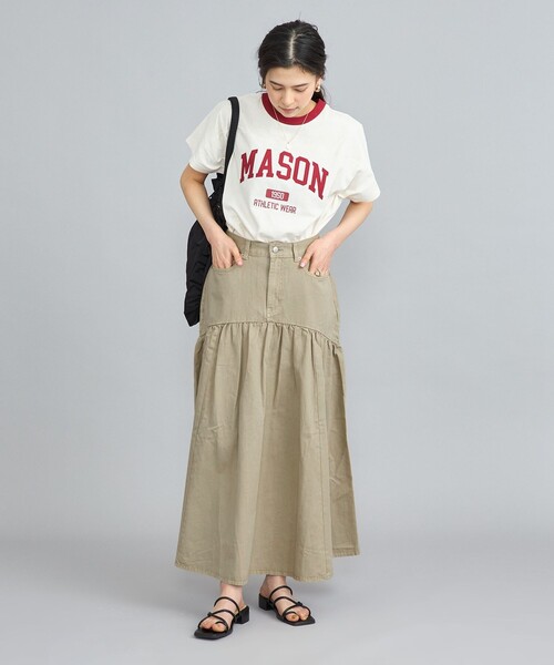 coen（コーエン）の「コットンツイルフレアスカート（スカート・レディース・ベージュ/ダークグレー/オフホワイト・L/M）」の14枚目の写真