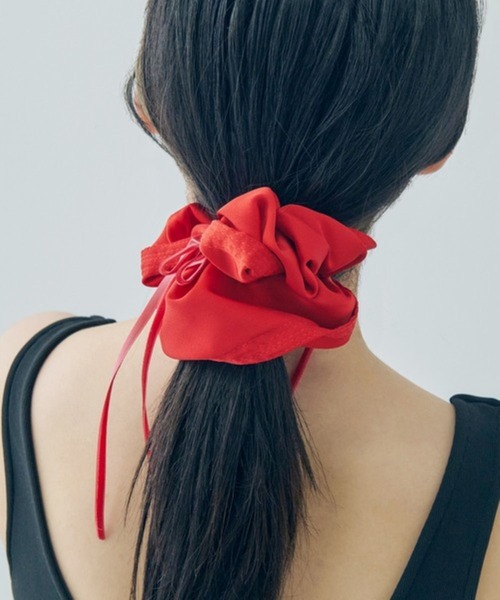 GOLDY（ゴールディ）の「【GOLDY】リボン ハング ビッグ シュシュ 6240201（シュシュ・レディース・クリーム/ブラック/ピンク/レッド・FREE）」の4枚目の写真