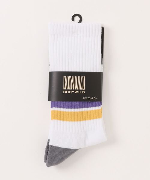 BODY WILD(ボディーワイルド)の「BODY WILD/ボディワイルド 靴下 クルー丈(ソックス/靴下・メンズ・パープル/イエロー/グリーン/ブルー・25-27CM)」の3枚目の写真