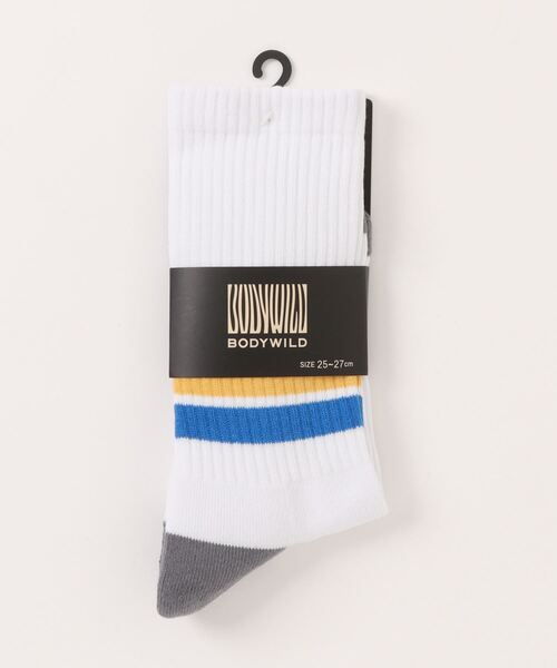 BODY WILD(ボディーワイルド)の「BODY WILD/ボディワイルド 靴下 クルー丈(ソックス/靴下・メンズ・パープル/イエロー/グリーン/ブルー・25-27CM)」の4枚目の写真
