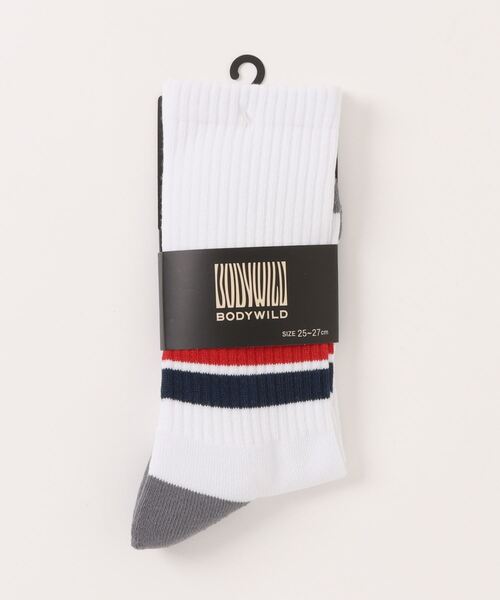 BODY WILD(ボディーワイルド)の「BODY WILD/ボディワイルド 靴下 クルー丈(ソックス/靴下・メンズ・パープル/イエロー/グリーン/ブルー・25-27CM)」の2枚目の写真