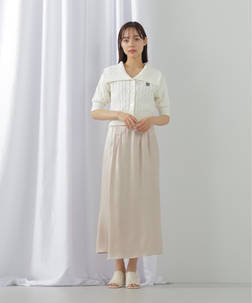 JILL by JILL STUART(ジルバイジルスチュアート)の「半袖コットンブレンドケーブルニット(ニット/セーター・レディース・ブルー/グレー/ホワイト・FREE)」の7枚目の写真