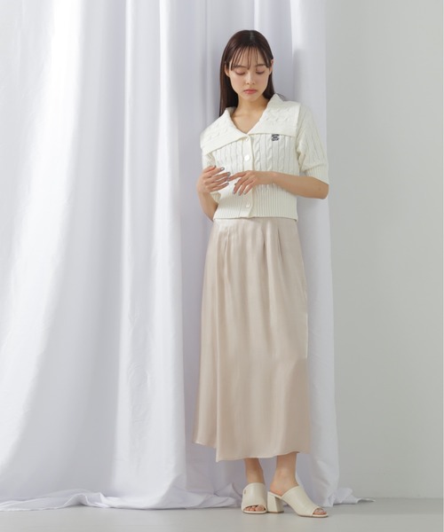 JILL by JILL STUART(ジルバイジルスチュアート)の「半袖コットンブレンドケーブルニット(ニット/セーター・レディース・ブルー/グレー/ホワイト・FREE)」の6枚目の写真