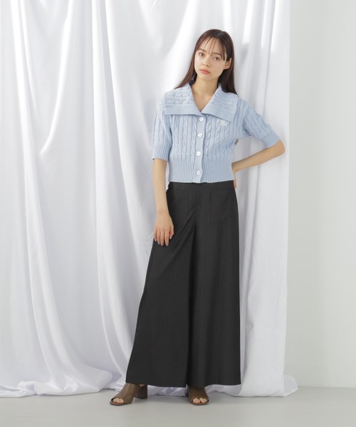 JILL by JILL STUART(ジルバイジルスチュアート)の「半袖コットンブレンドケーブルニット(ニット/セーター・レディース・ブルー/グレー/ホワイト・FREE)」の12枚目の写真