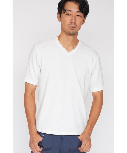 【セール】HIGH STREET∴シェブロンブリスタージャカード半袖Vネックカットソー（タンクトップ）｜HIGH STREET（ハイストリート）