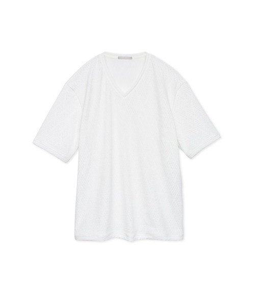 HIGH STREET∴シェブロンブリスタージャカード半袖Vネックカットソー セール】HIGH STREET∴シェブロンブリスタージャカード半袖V