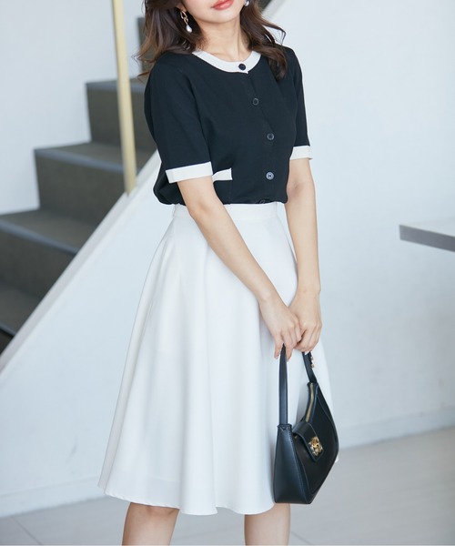 セール】【洗える】共布ベルト付きミディ丈フレアスカート