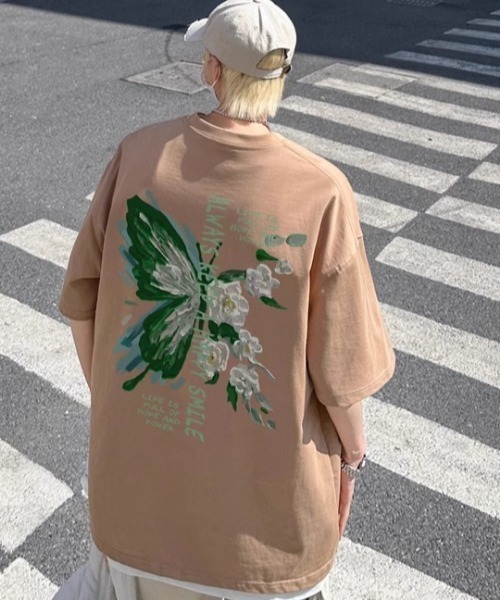 MGV(エムジーヴィー)の「Street Butterfly Back Print T-shirt(Tシャツ/カットソー・メンズ・ホワイト/アイボリー/ブラウン/ブラック/グリーン/レッド・MEDIUM/LARGE/X-LARGE)」の4枚目の写真
