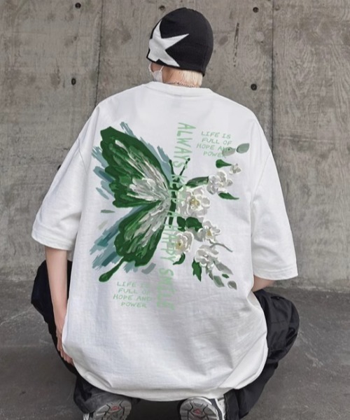 MGV(エムジーヴィー)の「Street Butterfly Back Print T-shirt(Tシャツ/カットソー・メンズ・ホワイト/アイボリー/ブラウン/ブラック/グリーン/レッド・MEDIUM/LARGE/X-LARGE)」の12枚目の写真