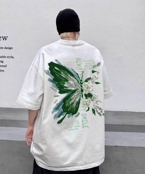 MGV(エムジーヴィー)の「Street Butterfly Back Print T-shirt(Tシャツ/カットソー・メンズ・ホワイト/アイボリー/ブラウン/ブラック/グリーン/レッド・MEDIUM/LARGE/X-LARGE)」の10枚目の写真