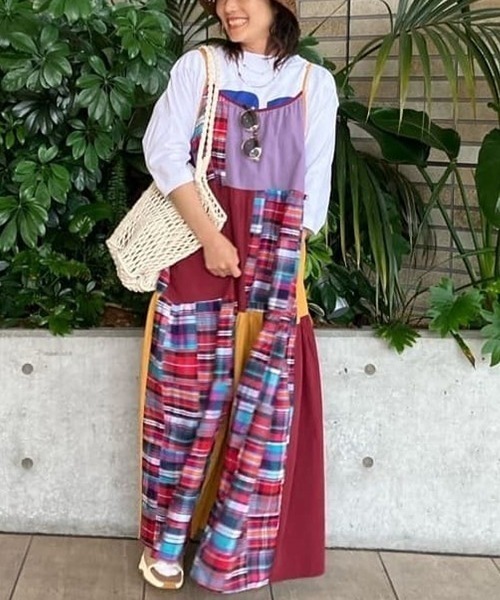 GENE HEAVENS（ジーンヘブンズ）の「(GENE HEAVENSリメイクライク パネルスリップワンピース（ワンピース・レディース・ブルー/ワインレッド・FREE）」の6枚目の写真