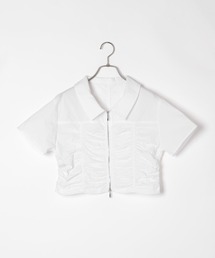 Heather（ヘザー）の「シャーリングZIPシャツ（半袖）　127447（シャツ/ブラウス・レディース）」