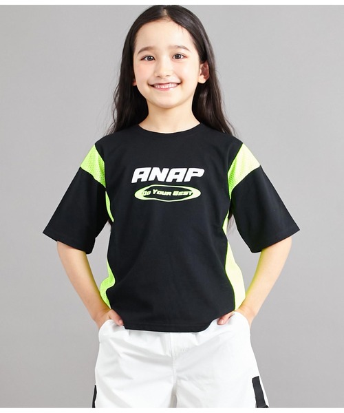 ANAP kids(アナップキッズ)の「サイド切替ビッグTシャツ(Tシャツ/カットソー・キッズ・ブラック/ホワイト・110cm/120cm/130cm)」の2枚目の写真