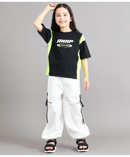 ANAP kids(アナップキッズ)の「サイド切替ビッグTシャツ(Tシャツ/カットソー・キッズ・ブラック/ホワイト・110cm/120cm/130cm)」の19枚目の写真