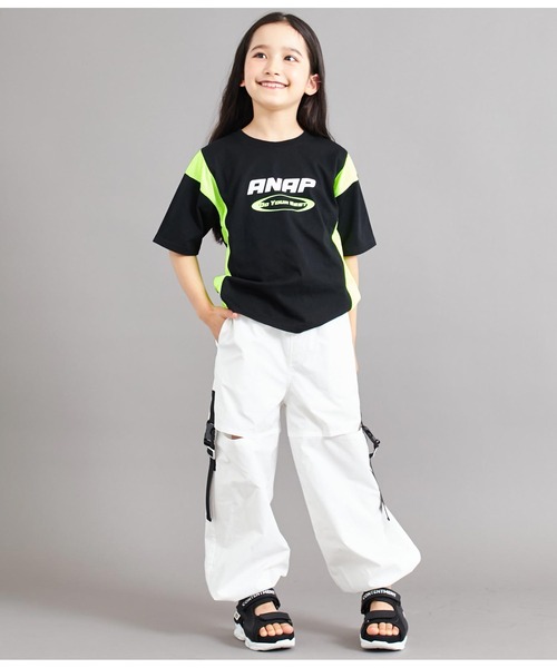ANAP kids(アナップキッズ)の「サイド切替ビッグTシャツ(Tシャツ/カットソー・キッズ・ブラック/ホワイト・110cm/120cm/130cm)」の18枚目の写真