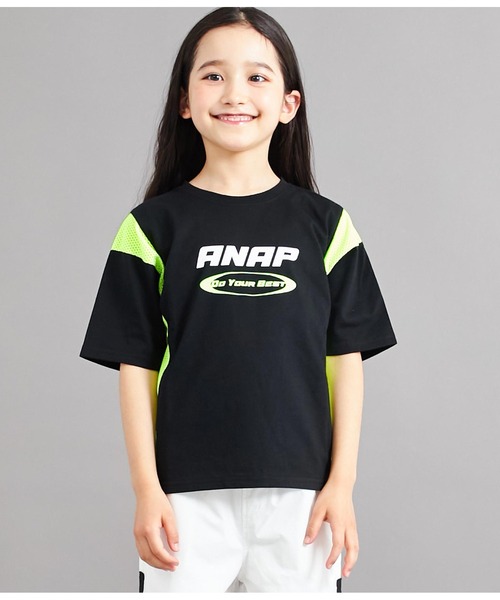 ANAP kids(アナップキッズ)の「サイド切替ビッグTシャツ(Tシャツ/カットソー・キッズ・ブラック/ホワイト・110cm/120cm/130cm)」の22枚目の写真
