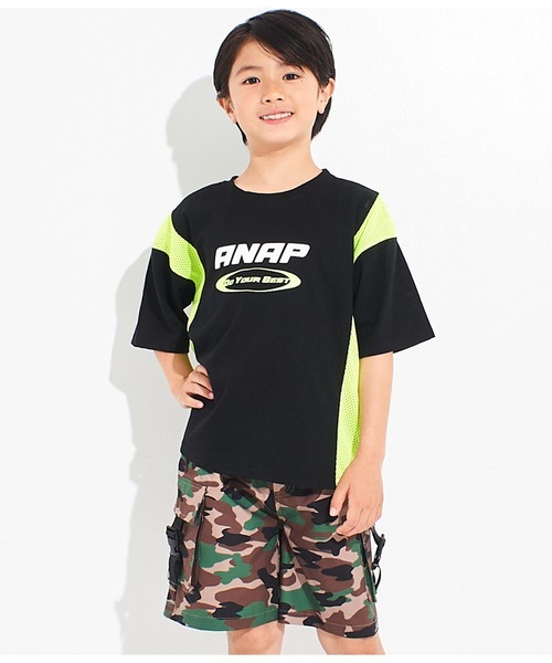 ANAP kids(アナップキッズ)の「サイド切替ビッグTシャツ(Tシャツ/カットソー・キッズ・ブラック/ホワイト・110cm/120cm/130cm)」の16枚目の写真