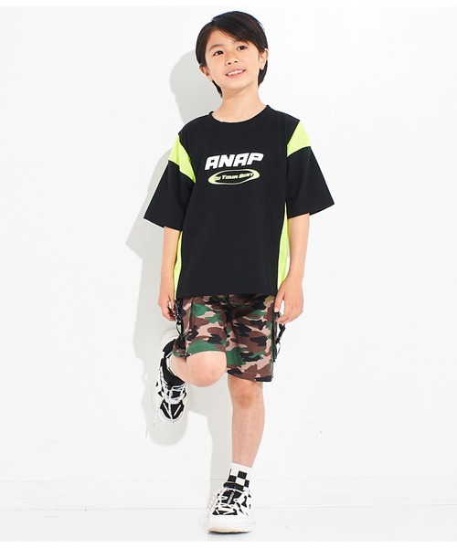 ANAP kids(アナップキッズ)の「サイド切替ビッグTシャツ(Tシャツ/カットソー・キッズ・ブラック/ホワイト・110cm/120cm/130cm)」の13枚目の写真