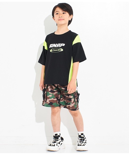 ANAP kids(アナップキッズ)の「サイド切替ビッグTシャツ(Tシャツ/カットソー・キッズ・ブラック/ホワイト・110cm/120cm/130cm)」の12枚目の写真