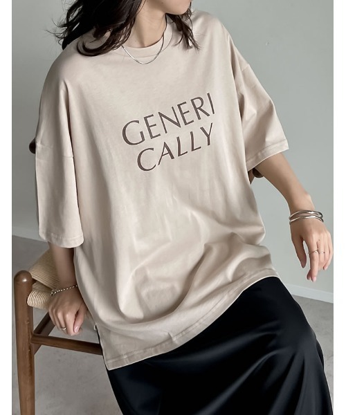 Re:EDIT(リエディ)の「オーバーサイズロゴTシャツ(Tシャツ/カットソー・レディース・ベージュ/レッド/ホワイト/ブラック・MEDIUM/LARGE)」の3枚目の写真