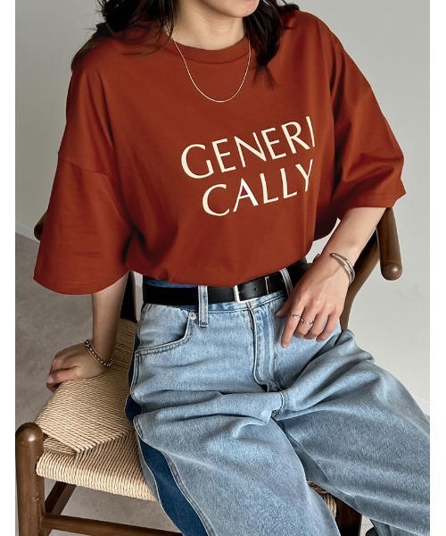 Re:EDIT(リエディ)の「オーバーサイズロゴTシャツ(Tシャツ/カットソー・レディース・ベージュ/レッド/ホワイト/ブラック・MEDIUM/LARGE)」の4枚目の写真