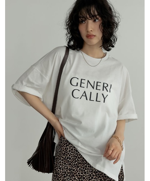 Re:EDIT(リエディ)の「オーバーサイズロゴTシャツ(Tシャツ/カットソー・レディース・ベージュ/レッド/ホワイト/ブラック・MEDIUM/LARGE)」の2枚目の写真