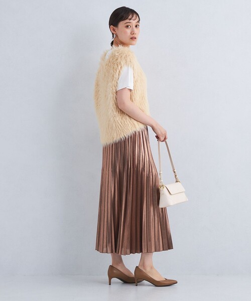 ロングフェザー ノースリーブ プルオーバーニット -ウォッシャブル-