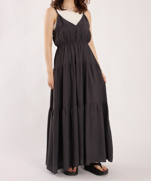 1chaku.（イッチャク）の「ティアードフレアキャミワンピース（ワンピース・レディース・ブラック/ブラウン/アイボリー/オレンジ・マルチサイズ）」の12枚目の写真